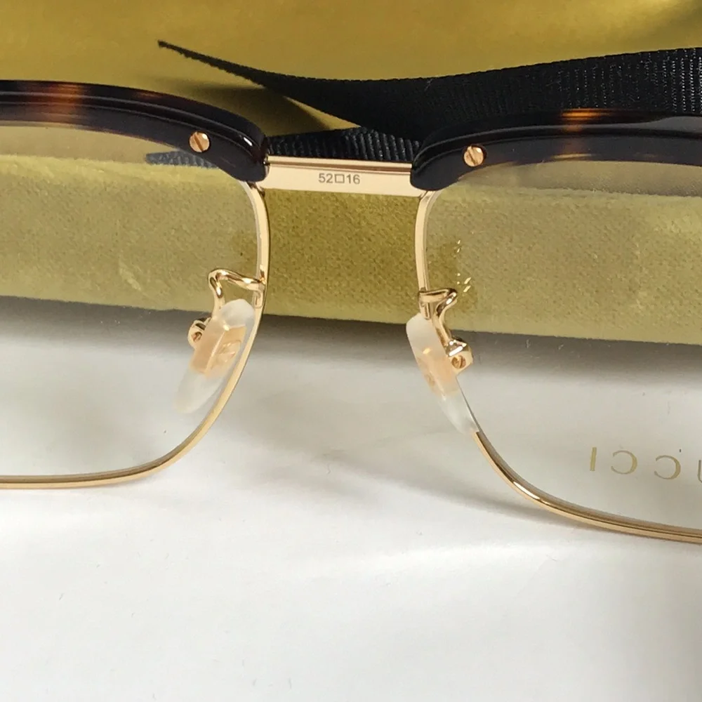 New Authentic Gucci GG0605O Men’s Tortoiseshell and Gold Optical Glasses